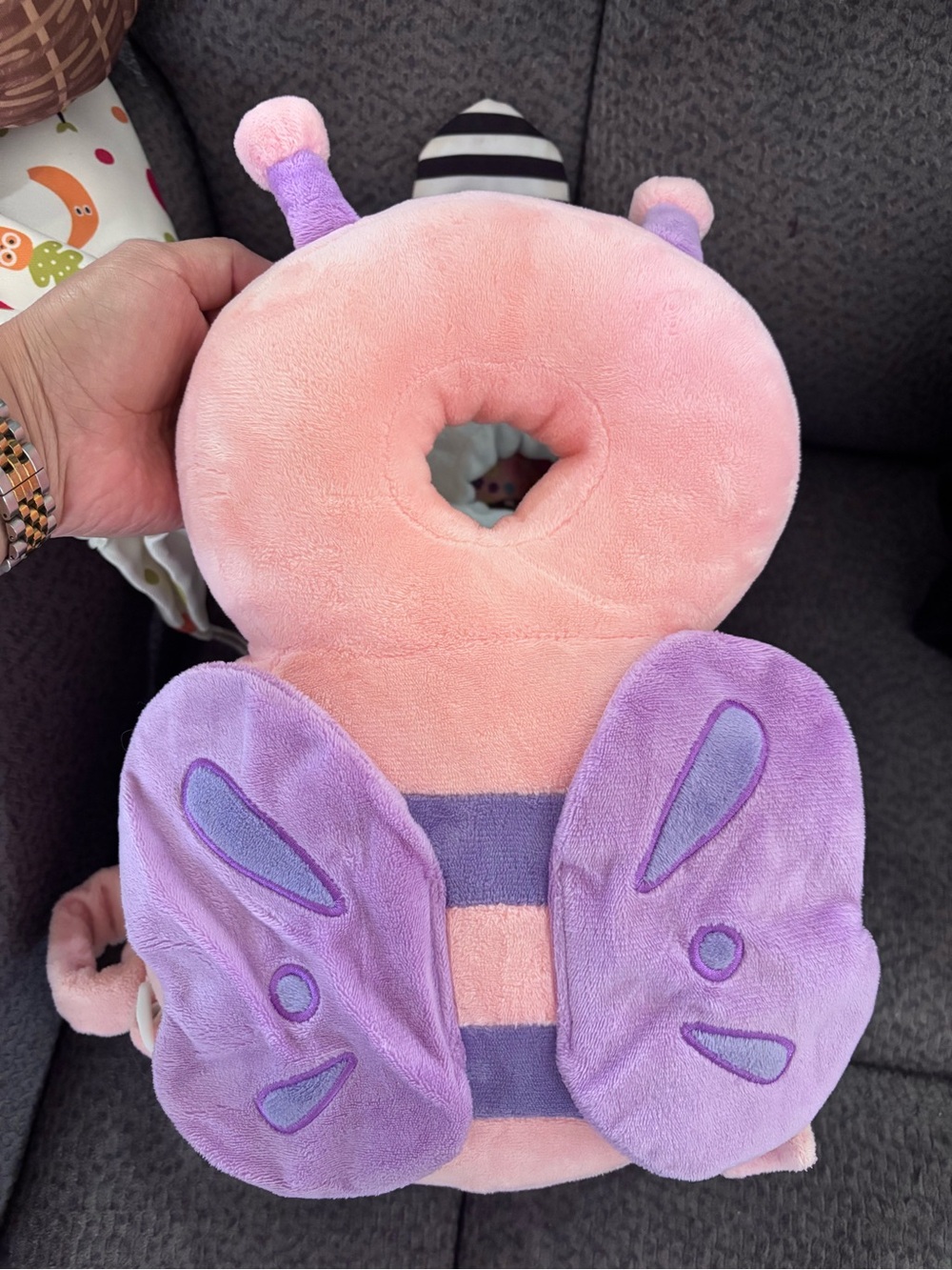 Plush Butterfly Neck Pillow - Pink & Purple Kids Travel Support